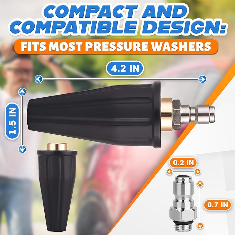 KETAR Turbo Nozzle Pressure Washer Tips 360° Rotating 4000 PSI 4.0 GPM 1/4'' Quick Connect – Rustproof Stainless Steel Core Brass Rubber Construction with Strong Scrubbing for High Pressure Washer Wands - Image 2