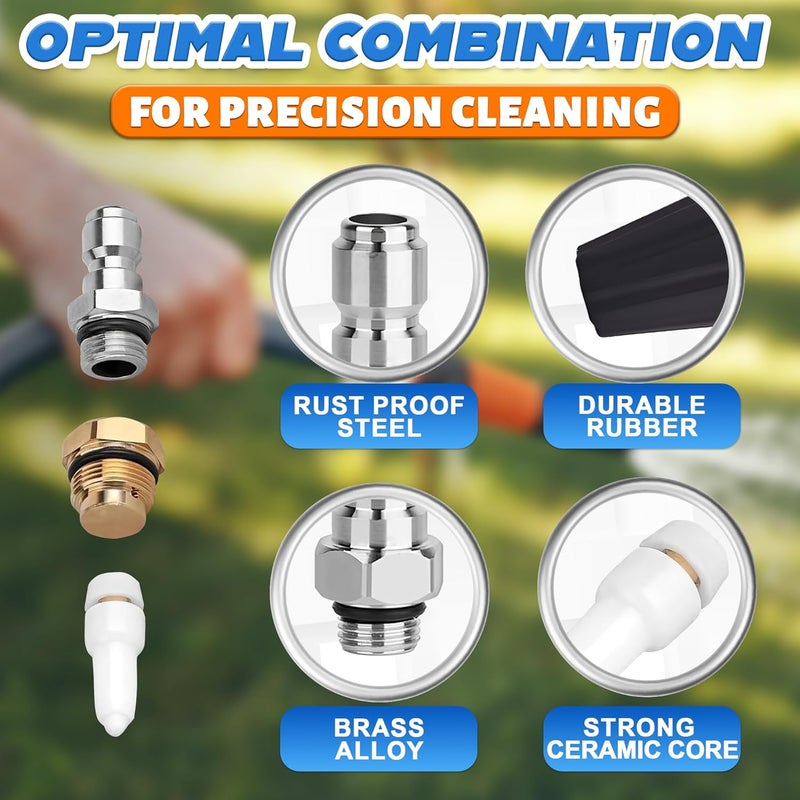 KETAR Turbo Nozzle Pressure Washer Tips 360° Rotating 4000 PSI 4.0 GPM 1/4'' Quick Connect – Rustproof Stainless Steel Core Brass Rubber Construction with Strong Scrubbing for High Pressure Washer Wands - Image 4