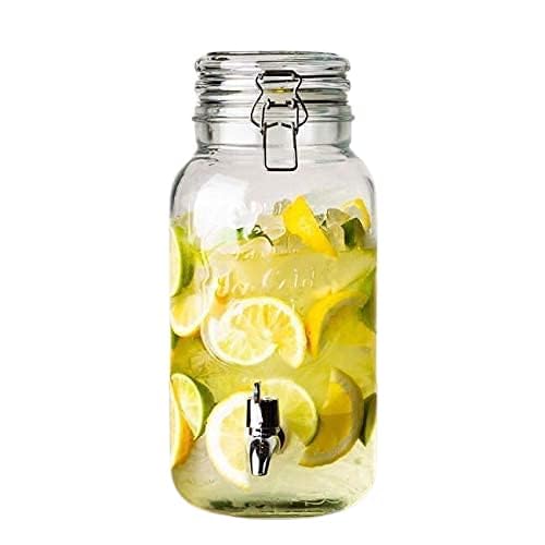 LVOOK Glass Made Air Tight Clip Cap Beverage and Juice Dispenser with Attached Silver Tap- 3500ML by Home Cart - Image 4