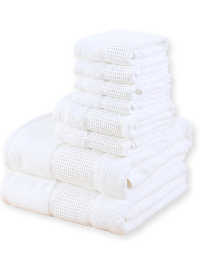 Home Dwell Premium Bath Towels Set - Set of 8 - 100% Cotton Highly Absorbent 2 Bath Towels, 2 Hand Towels and 4 Washcloths - Hotel & Spa Quality Bath Towels - White - Image 1