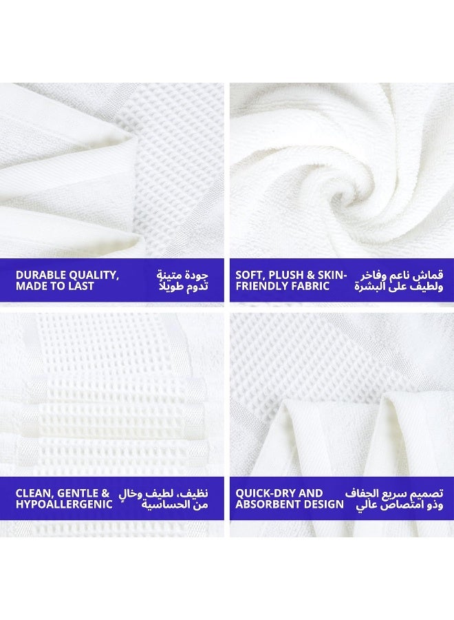Home Dwell Premium Bath Towels Set - Set of 8 - 100% Cotton Highly Absorbent 2 Bath Towels, 2 Hand Towels and 4 Washcloths - Hotel & Spa Quality Bath Towels - White - Image 5
