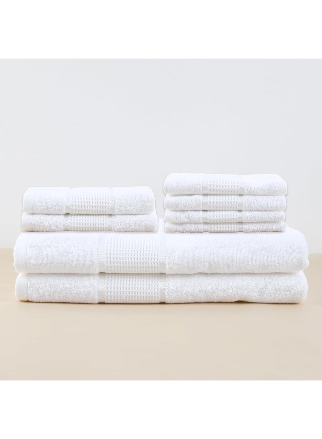 Home Dwell Premium Bath Towels Set - Set of 8 - 100% Cotton Highly Absorbent 2 Bath Towels, 2 Hand Towels and 4 Washcloths - Hotel & Spa Quality Bath Towels - White - Image 2