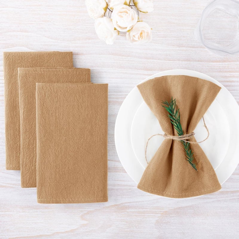 MLMW Caramel Cloth Napkins مجموعة من 6 عشاء من القطن الريفي مناديل القماش القابلة للغسل 16 ""؟ 16 " - Image 4