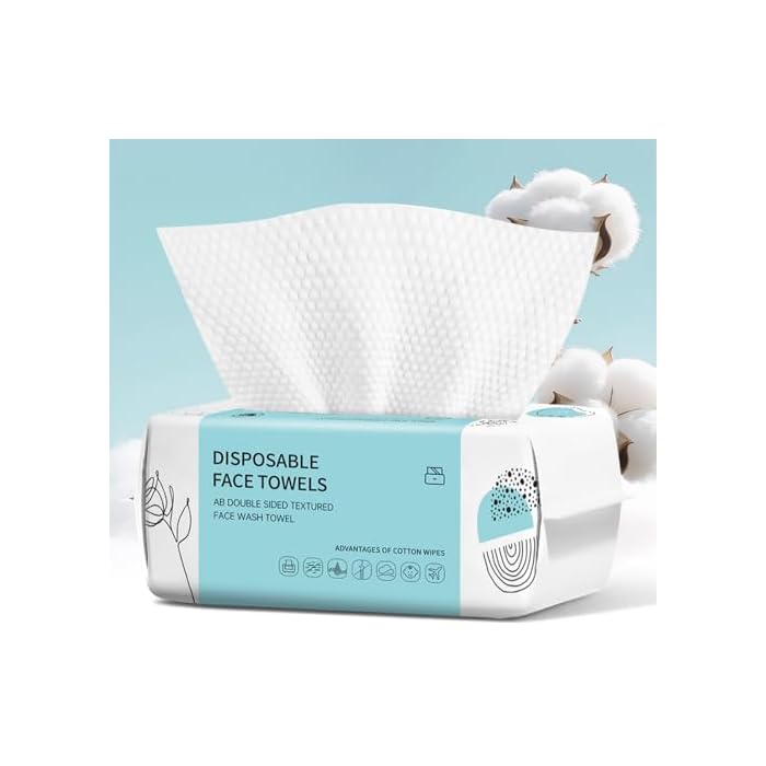 Face Towels, Disposable Face Towel 100 Count, Makeup Remover Dry Wipes, Soft Cotton Dry Wipes Facial Cloths Towelettes for Washing and Drying, Facial Tissue for Cleansing, Skincare