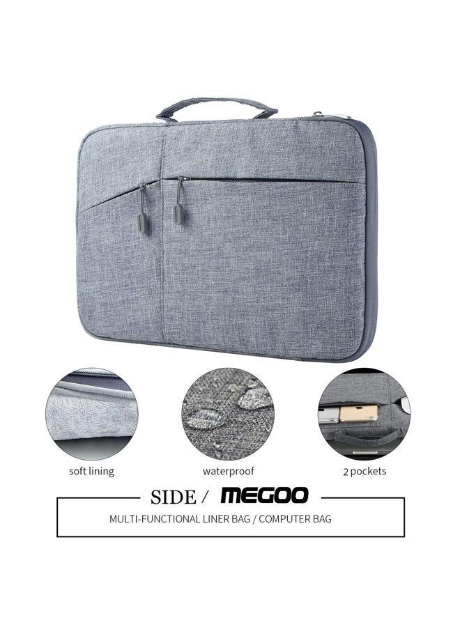 Megoo 13 Inch Sleeve Case with Accessory Pouch for Microsoft Surface Laptop/Book 2 13.5"/iPad pro 12.9"/13" Macbook Air/Pro Chromebook Tablet Slim Water Resistant Carrying Case(Gray With Charger Case) - Image 5