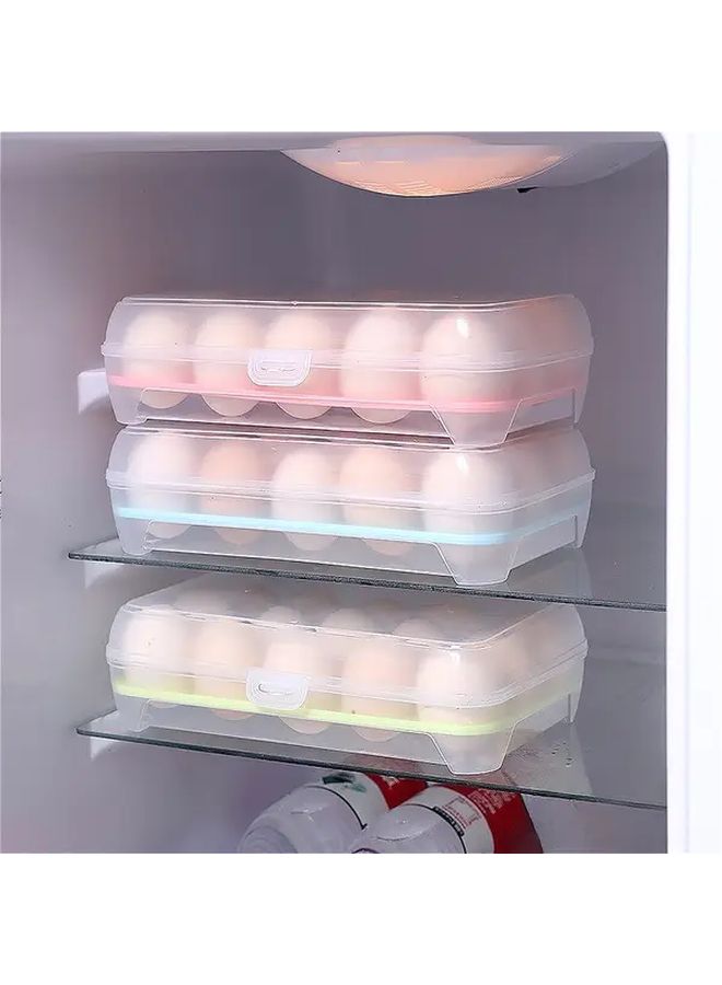 Green Stackable Egg Holder for 15 Eggs Fridge Kitchen Storage PP - Image 1
