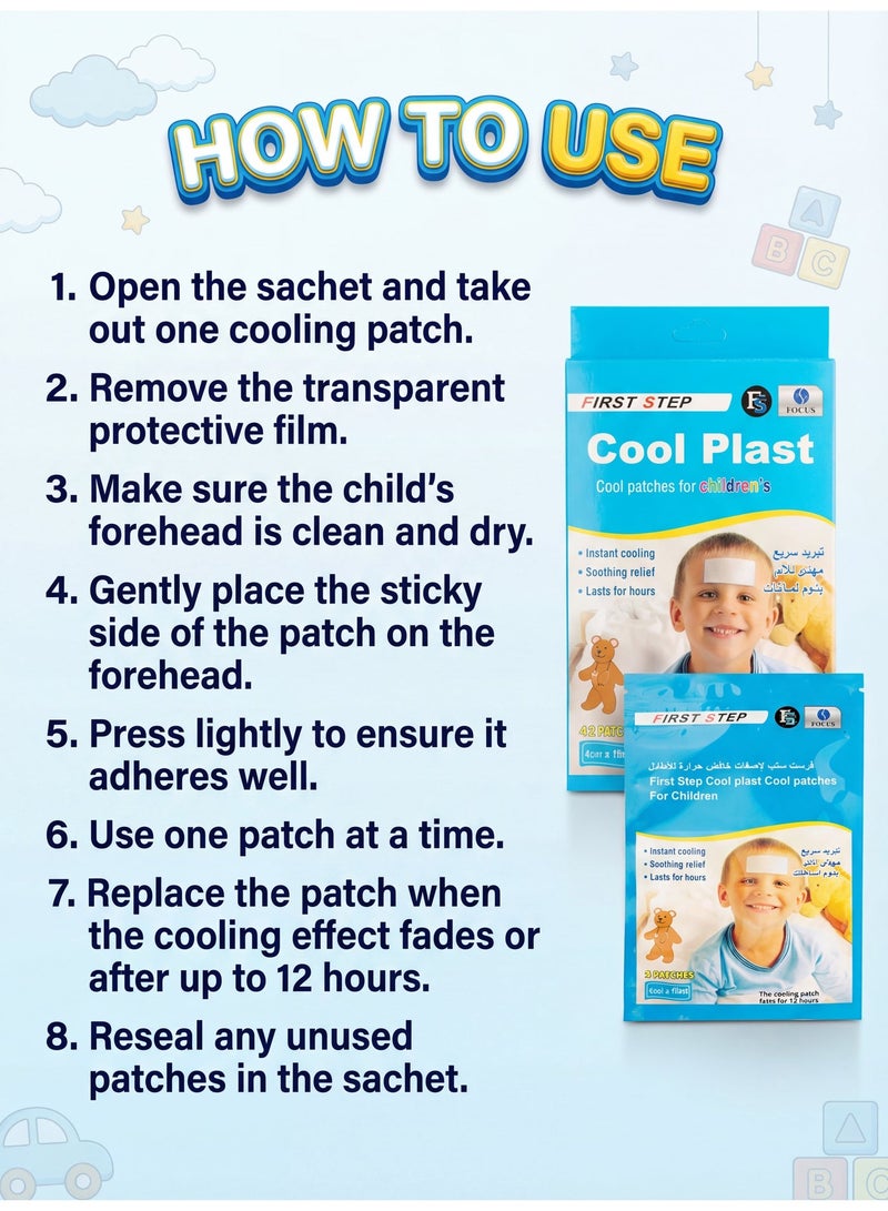 Focus Cool Plast Cool Patches for Children – Kids Cooling Gel Patches for Fever Relief, Gentle Cold Compress Strips, Instant Cooling Pads for Headache & Temperature Comfort – 4 Pcs - Image 3