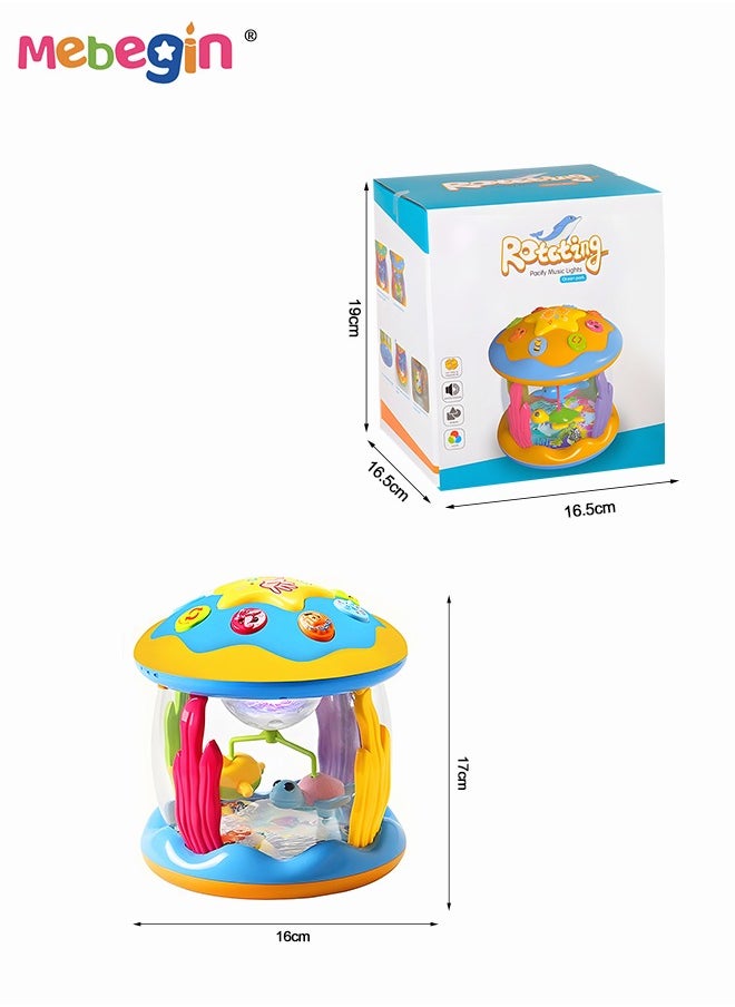 MEBEGIN - Ocean Rotating Projector Drum Early Education Toys,12M+ Various Pacify Music Light Early Educational Drum Toys,Light Up Infant Tummy Time Toys for Kids Toddler Early Devolopment - Image 1