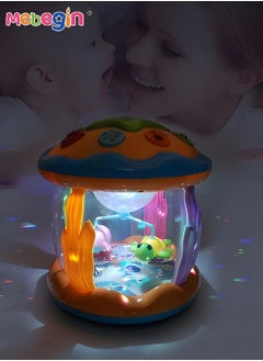 MEBEGIN Ocean Rotating Projector Drum Early Education Toys,12M+ Various Pacify Music Light Early Educational Drum Toys,Light Up Infant Tummy Time Toys for Kids Toddler Early Devolopment  - Image 4