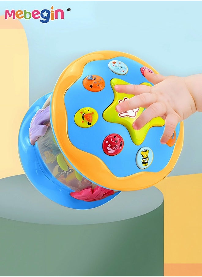 MEBEGIN - Ocean Rotating Projector Drum Early Education Toys,12M+ Various Pacify Music Light Early Educational Drum Toys,Light Up Infant Tummy Time Toys for Kids Toddler Early Devolopment - Image 1