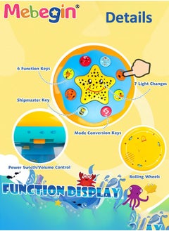 MEBEGIN Ocean Rotating Projector Drum Early Education Toys,12M+ Various Pacify Music Light Early Educational Drum Toys,Light Up Infant Tummy Time Toys for Kids Toddler Early Devolopment  - Image 2