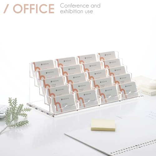 HeZone Business Card Holder for Desk Multiple Cards Display Stand Rack for Women and Men Clear Acrylic Card Organizer 20 Slot 5 Tier Large Capacity-Holds 1000 Cards -1 Pack (20 Cell H) - Image 4