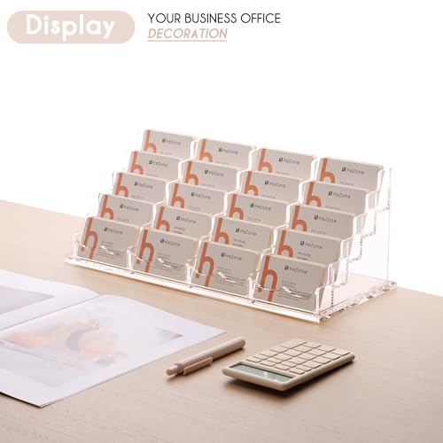HeZone Business Card Holder for Desk Multiple Cards Display Stand Rack for Women and Men Clear Acrylic Card Organizer 20 Slot 5 Tier Large Capacity-Holds 1000 Cards -1 Pack (20 Cell H) - Image 5