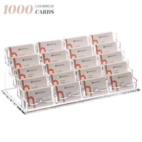 HeZone Business Card Holder for Desk Multiple Cards Display Stand Rack for Women and Men Clear Acrylic Card Organizer 20 Slot 5 Tier Large Capacity-Holds 1000 Cards -1 Pack (20 Cell H) - Image 2