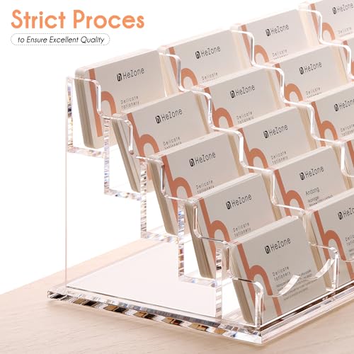 HeZone Business Card Holder for Desk Multiple Cards Display Stand Rack for Women and Men Clear Acrylic Card Organizer 20 Slot 5 Tier Large Capacity-Holds 1000 Cards -1 Pack (20 Cell H) - Image 3