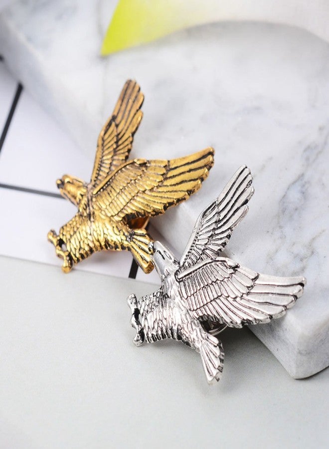 MINGHUA Gold Silver Flying Eagle Brooch Pins for Men (Golden) - Image 4