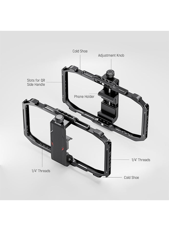NEEWER Universal Phone Cage, Smartphone Video Rig with Quick Release Mounts Cold Shoes for Videomaker Filmmaking TikTok Vlogging Phone Video Stabilizer Holder Compatible with iPhone Samsung, PA039 - Image 5