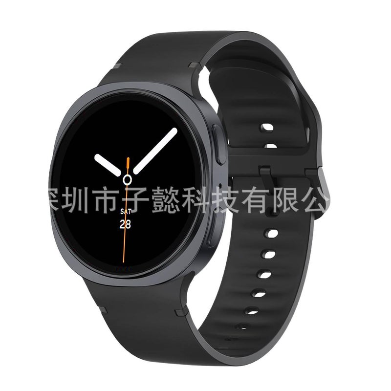 سوار ساعة ذكية رياضي من السيليكون متوافق باللون أسود قابل للتعديل مع Samsung Galaxy Watch 8 Classic بملاءمة قابلة للتعديل وحزام ناعم للاستبدال اليومي - Image 1