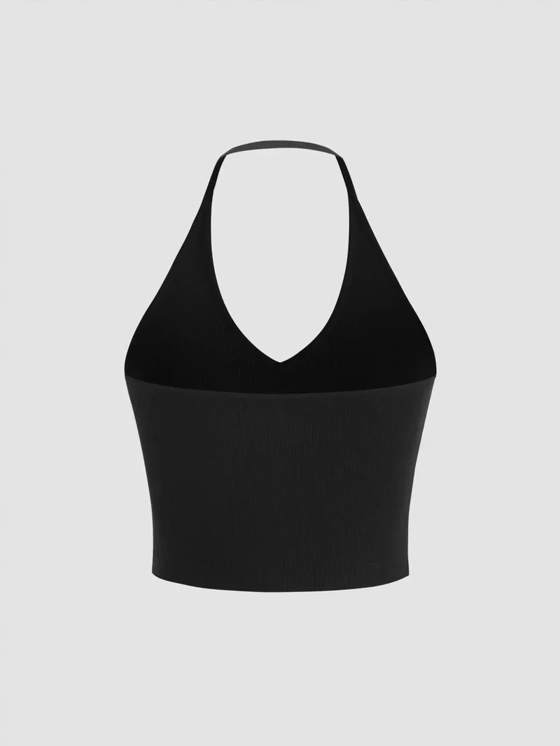 هيكاب بلوزة قصيرة بياقة هالتر من الجيرسيه