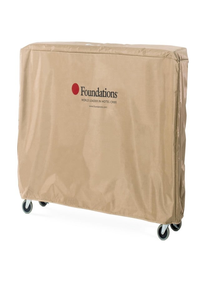 Foundations Crib Cover for Full Size Travel Sleeper Wood Folding Crib, Heavy Duty Nylon to Extend Life of Crib, Protects from Dirt, Dust, Nicks & Scratches (Tan)