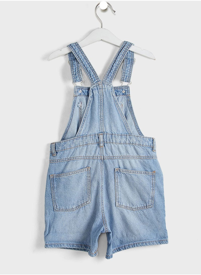 MANGO - Kids Light Wash Denim Dungaree - Image 1