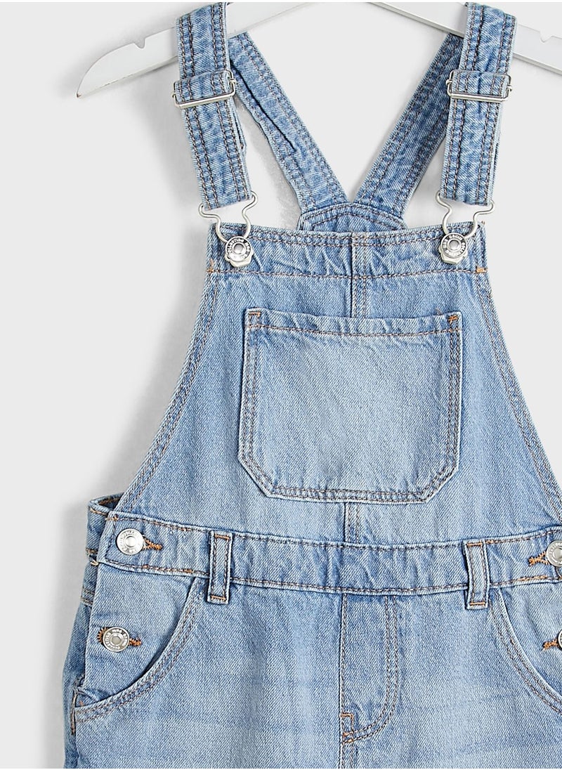MANGO - Kids Light Wash Denim Dungaree - Image 1