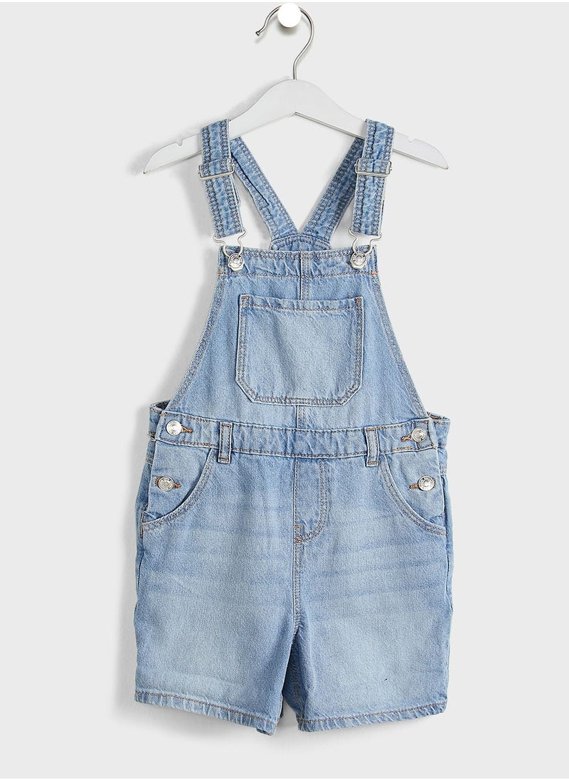 MANGO - Kids Light Wash Denim Dungaree - Image 1