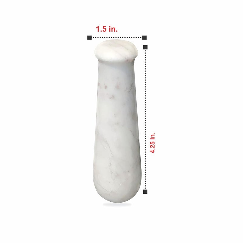 Pure Source India White Marble Stone Mortar and Pestle Set for Spices Okhli Masher Khalbatta stone Kharal Mixer Natural Traditional Grinder Musal Herbs Griender 4 Inch - Image 5