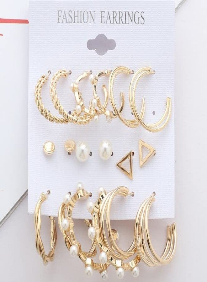 RedChimes 6 Pair Earrings Combo Latest Golden Stud, Hoop, Tassel & Pearl Earrings Set for Women and Girls Trendy Fashion Jewelry Collection for All Occasions - Image 4