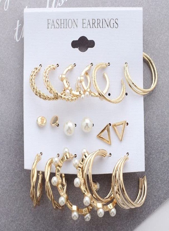 RedChimes 6 Pair Earrings Combo Latest Golden Stud, Hoop, Tassel & Pearl Earrings Set for Women and Girls Trendy Fashion Jewelry Collection for All Occasions - Image 2