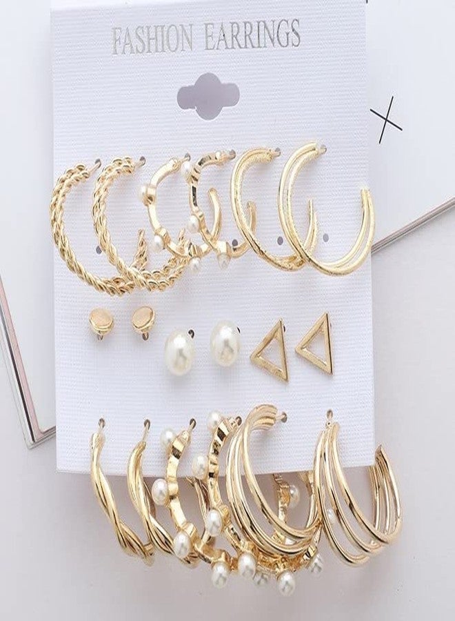 RedChimes 6 Pair Earrings Combo Latest Golden Stud, Hoop, Tassel & Pearl Earrings Set for Women and Girls Trendy Fashion Jewelry Collection for All Occasions - Image 5