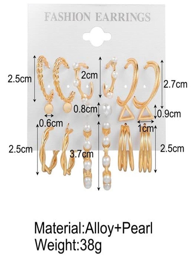 RedChimes 6 Pair Earrings Combo Latest Golden Stud, Hoop, Tassel & Pearl Earrings Set for Women and Girls Trendy Fashion Jewelry Collection for All Occasions - Image 3
