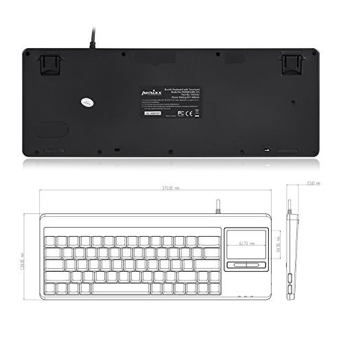 Perixx PERIBOARD-515H Wired USB Keyboard with Touchpad, 2 Hubs, US English Layout, Black - Image 4