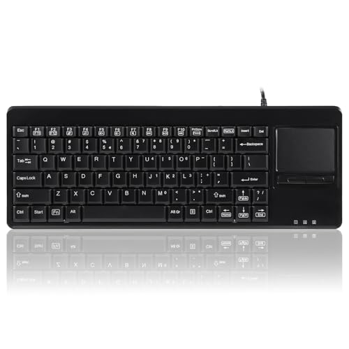 Perixx PERIBOARD-515H Wired USB Keyboard with Touchpad, 2 Hubs, US English Layout, Black - Image 1