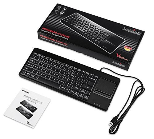 Perixx PERIBOARD-515H Wired USB Keyboard with Touchpad, 2 Hubs, US English Layout, Black - Image 5