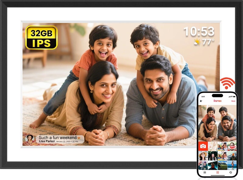 إطار صور رقمي أكيمارت 32 جيجابايت 10.1 بوصة شاشة لمس IPS LCD بدقة 1280x800، إطار صور ذكي واي فاي، تدوير تلقائي للصورة العمودية والأفقية، مشاركة اللحظات فورًا عبر تطبيق Frameo من أي مكان - Image 1