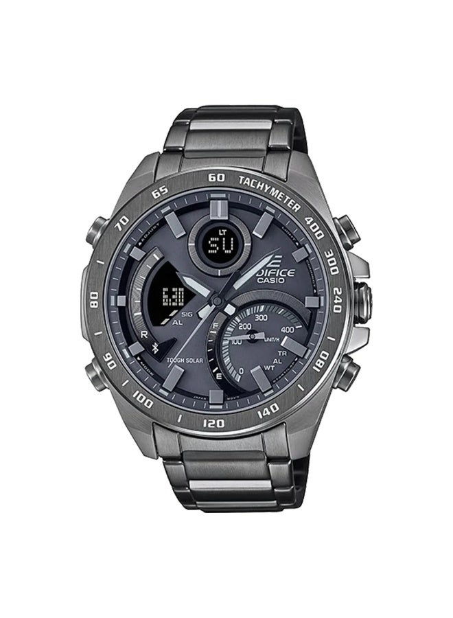 كاسيو إيديفيس ECB-900MDC-1ADR ساعة رجالية تناظرية رقمية تعمل بالطاقة الشمسية بمينا أسود وسوار من الفولاذ المقاوم للصدأ مطلي بالأيونات الرمادية - Image 1