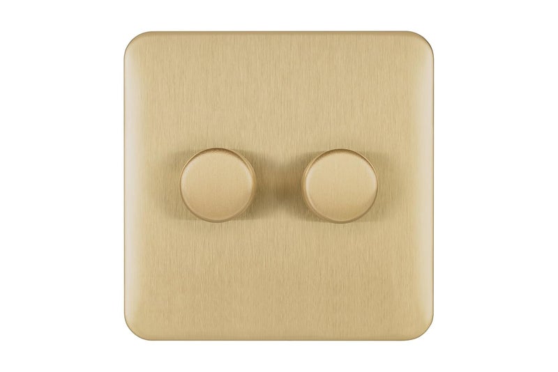 Schneider شنايدر إلكتريك ليسي - ديمر عالمي - 2 عصابة 2 طريق - 250 واط / فولت أمبير نحاسي ساتان - GGBL6022CSBS - Image 1