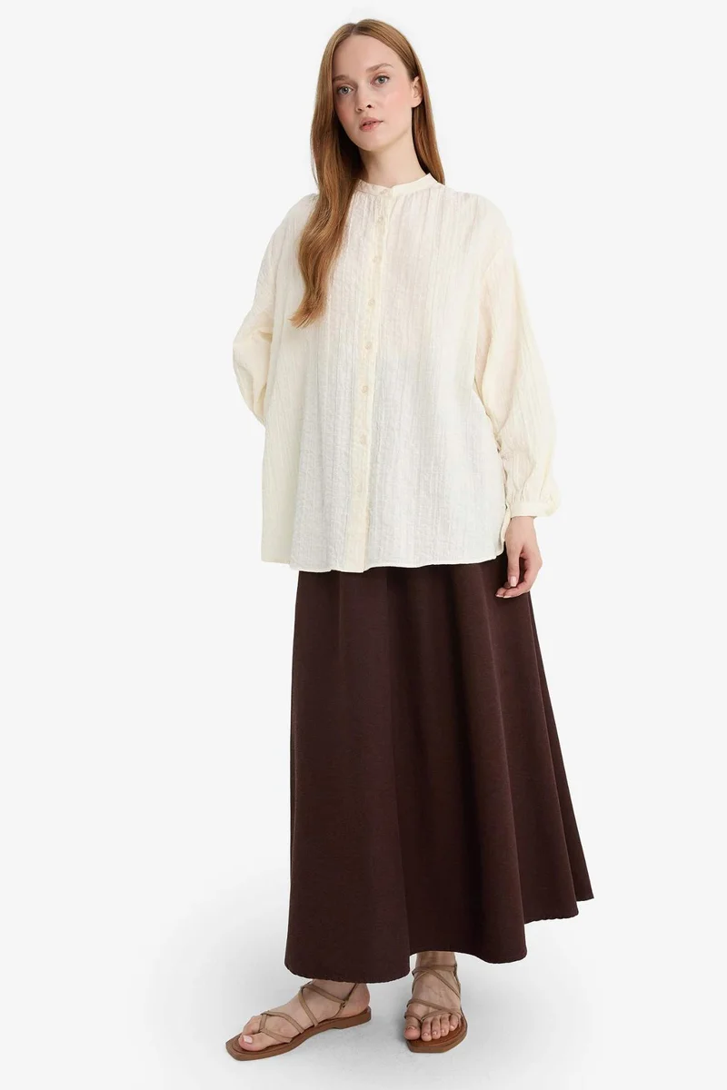 ديفاكتو Pleat Linen Blended Maxi Skirt