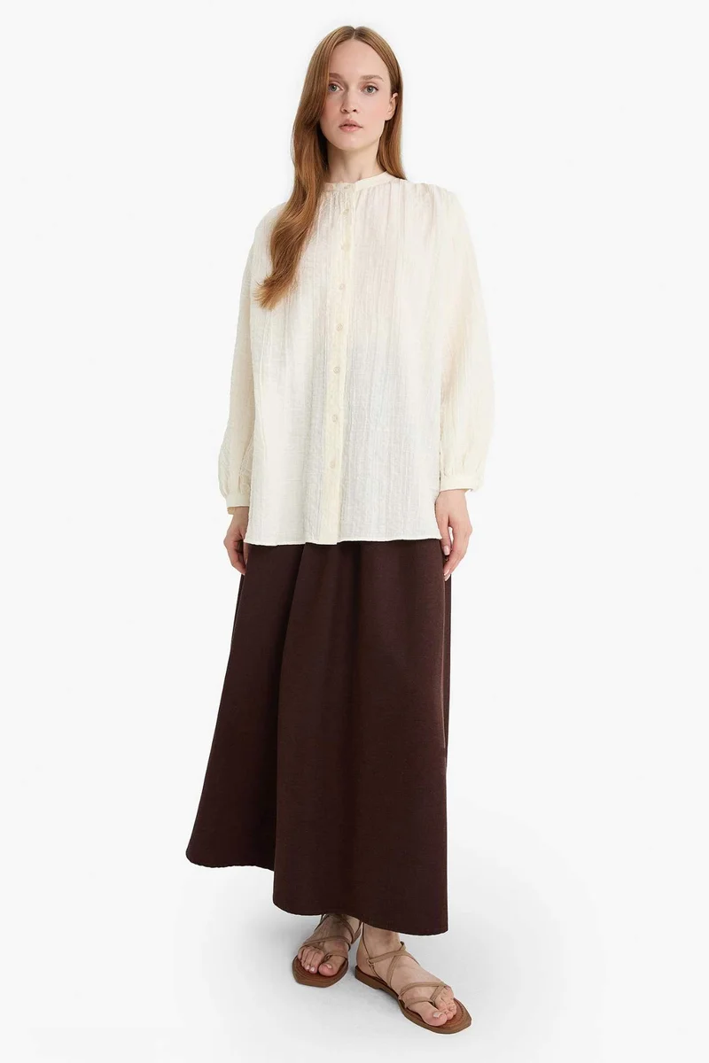 ديفاكتو Pleat Linen Blended Maxi Skirt