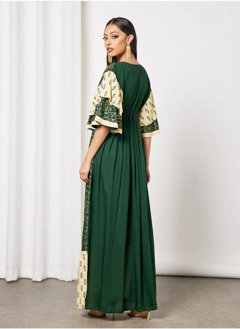 HANA & SARA Embroidered Jalabiya Dress With Sheila