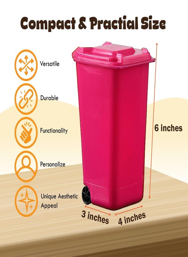 Hammont Mini Trash Can - 6-Pack Miniature Garbage Cans for Desk & Desktop Organizer - Desktop Pencil Holder (Pink) - Image 2