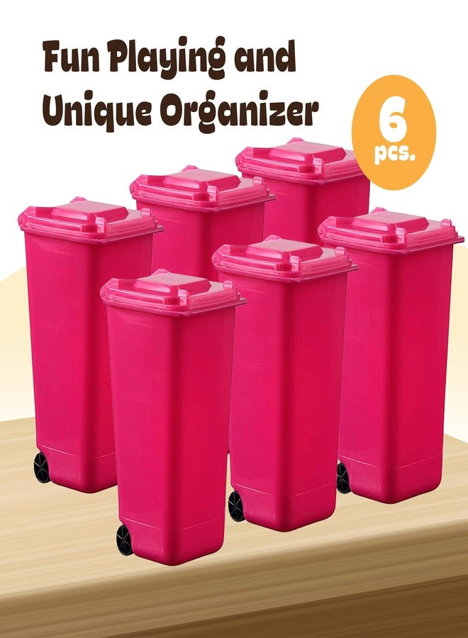 Hammont Mini Trash Can - 6-Pack Miniature Garbage Cans for Desk & Desktop Organizer - Desktop Pencil Holder (Pink) - Image 3