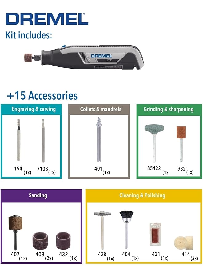 درمل أداة دوارة لاسلكية Lite 7760، مجموعة أدوات متعددة الاستخدامات، ليثيوم أيون 3.6 فولت، مع 15 ملحقًا، F 013 776 0Jb - Image 3