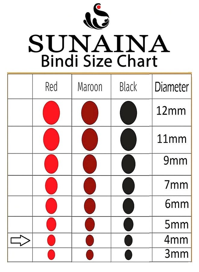 Sunaina Matching Plaza Round Red Bindi for Women (Size 4mm,Pack of 180 Bindis) [SRMP604] Size-8 - Image 5