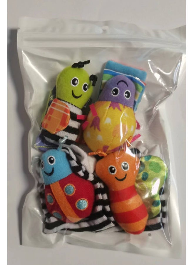 Baby Watch Strap Wristband Socks Gloves Set Rattles 4 Pieces Set Infant Toys Handheld Bells For Children's Play-Color:2 Watch Straps And 2 Socks (pearl Bag) - Image 5