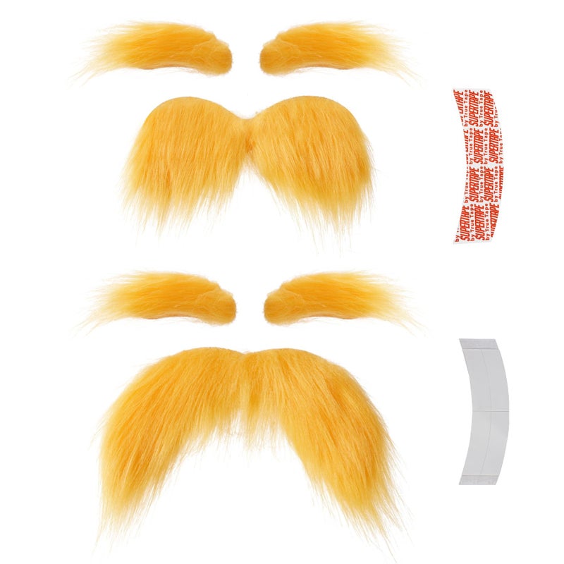 2 sets of yellow artificial beard eyebrows (including spare tape) - Image 1