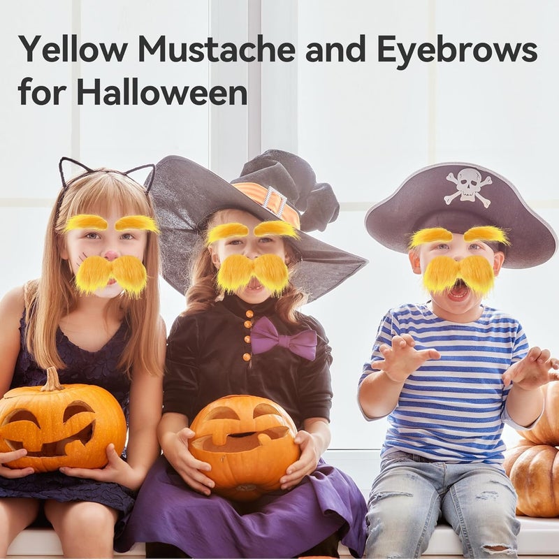 2 sets of yellow artificial beard eyebrows (including spare tape) - Image 2