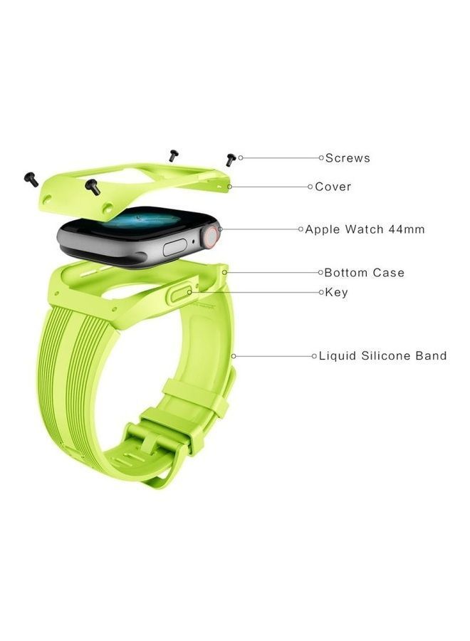 NIBEMINENT Separable Armor Shockproof Silicone Case and Strap Band For Apple Watch 5/4 40mm Green - Image 4
