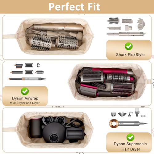 MAYCREATE® Travel Storage Bag for Dyson Air wrap Holder with Bow Pattern, Waterproof Hair Styling Accessories Storage for Dyson Airwrap Hair Dryer, for Shark FlexStyle, Curling Iron Hair Tools - Image 5